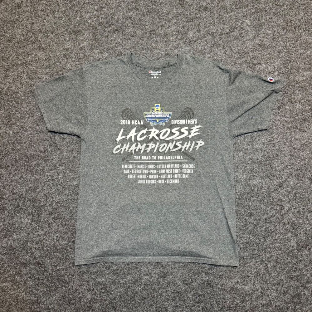 Champion 2019 NCAA Lacrosse Championship T-Shirt Gray Mens Large Philadelphia